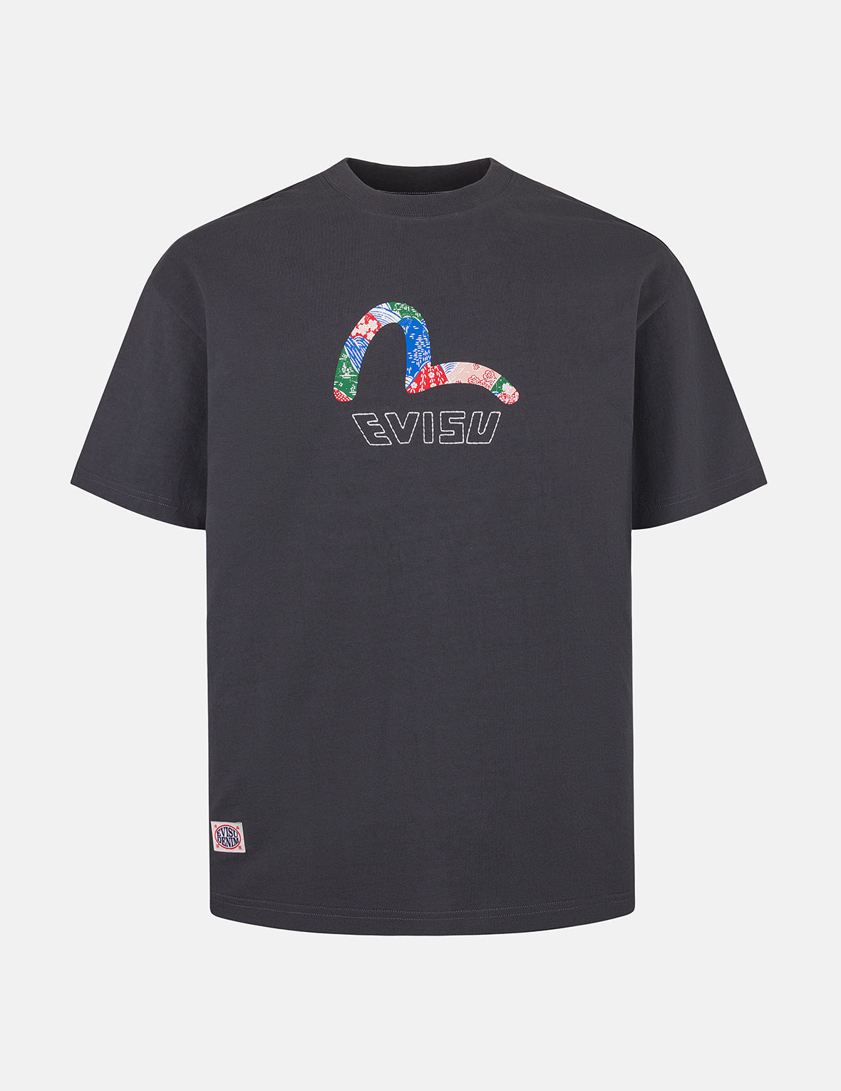 海鸥印花和日式贴布商标宽版休闲T恤